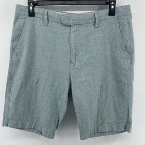 J.Crew Rivington Shorts Men 36 Green Linen Cotton Blend Flat Front Bermuda 10"